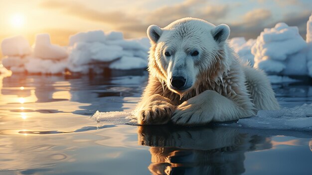 Urso polar no gelo.