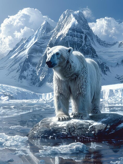 Foto urso polar no pólo norte