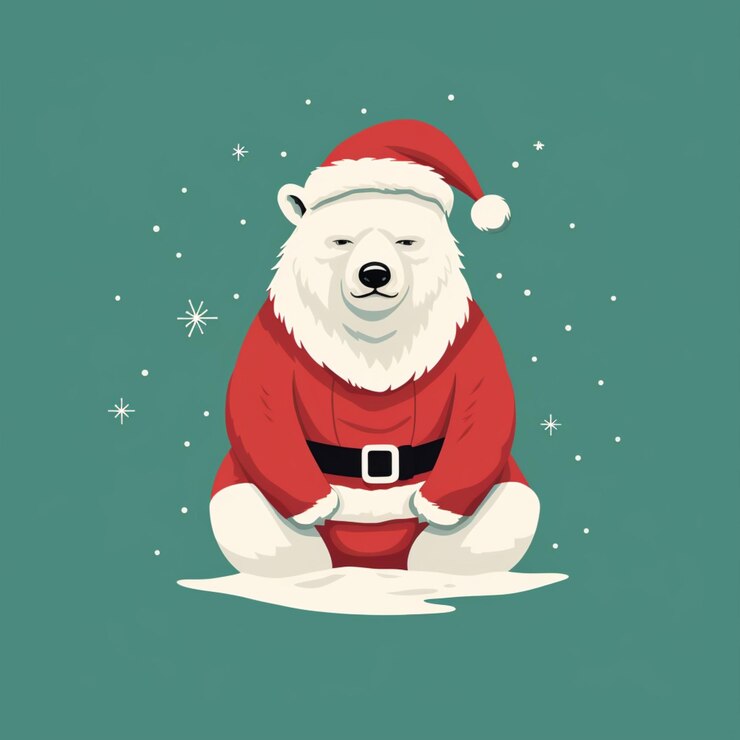 Foto urso polar para o natal em fundo verde