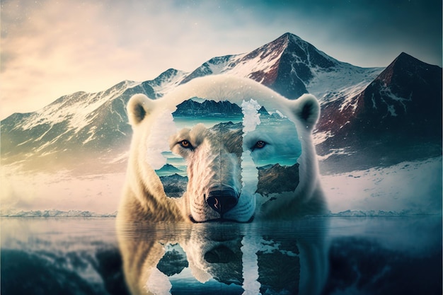 Urso polar sofre com mudanças climáticas em dupla exposição