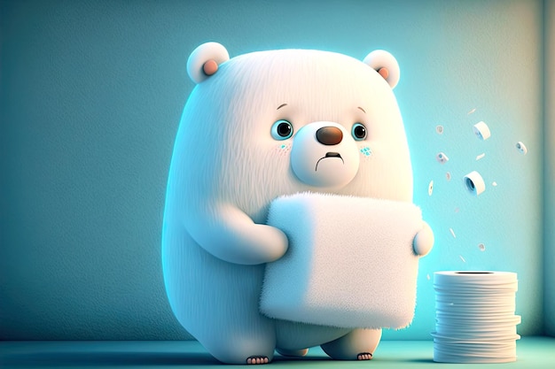 Ursos fofos e fofos com personagem de desenho animado fofo de papel higiênico