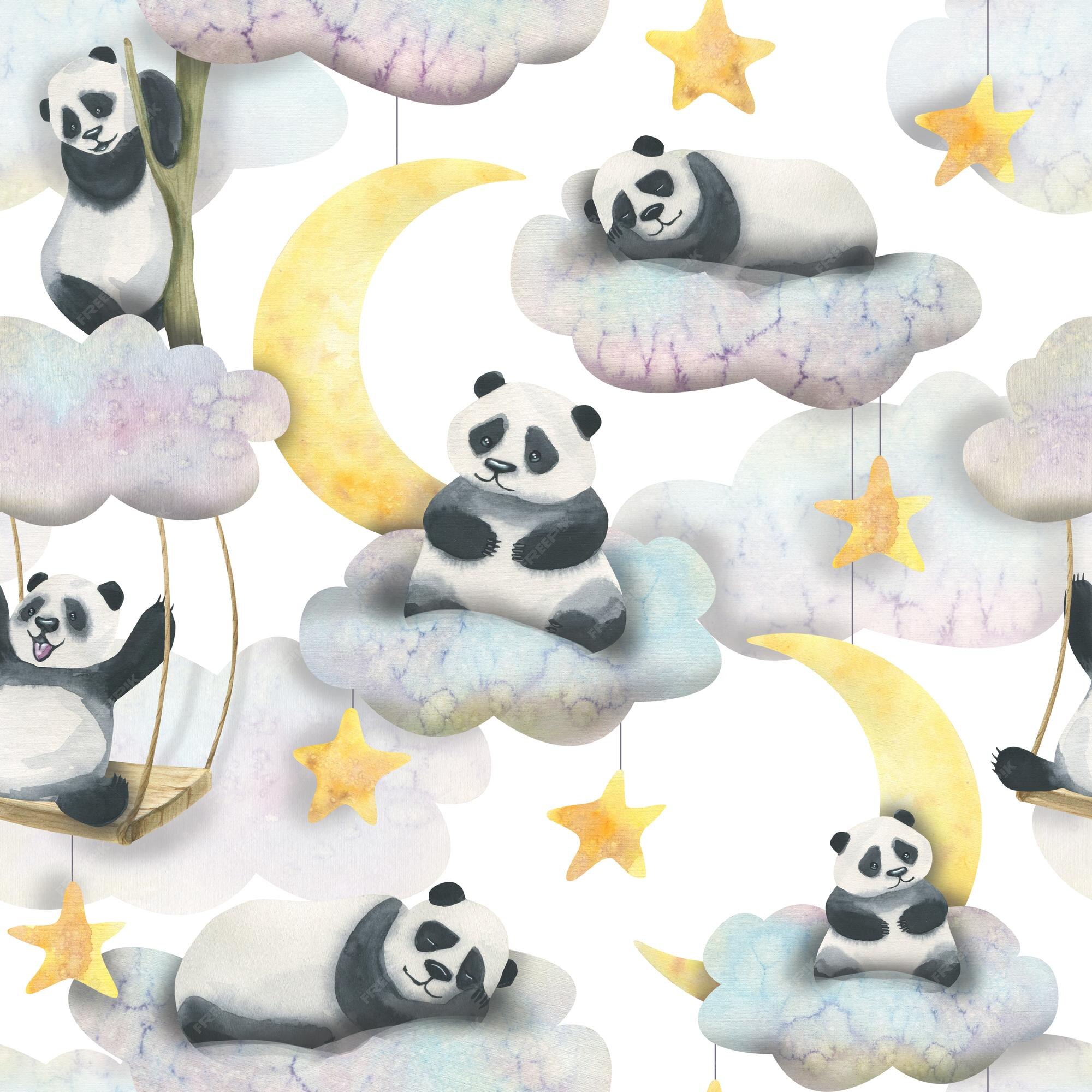 Papel de parede para quarto de bebê infantil Urso Panda