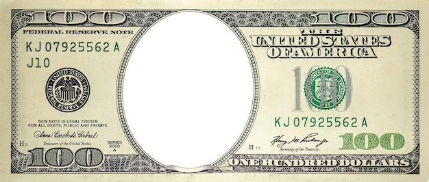 US-Dollar-Banknote auf weißem Hintergrund