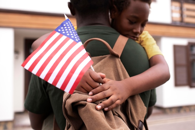 Us-soldat verlässt seine familie