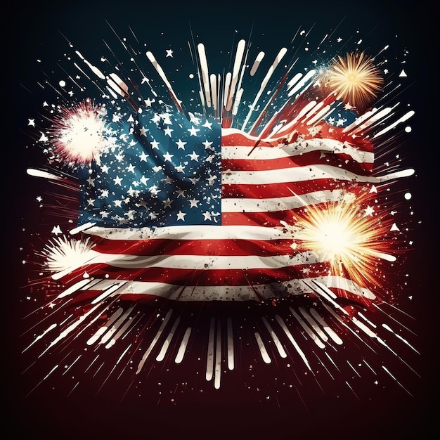 USA 4. Juli Feuerwerk Hintergrund Generative ai