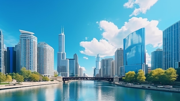 USA Chicago City Waterfront Wolkenkratzer moderne Glasgebäude