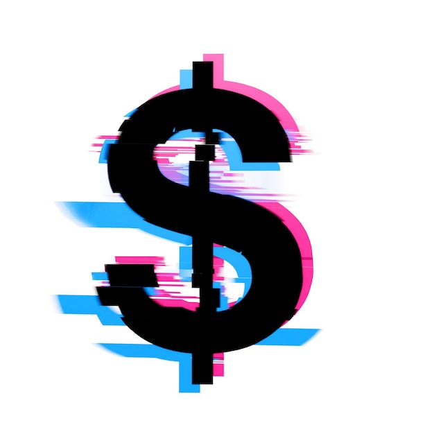 Usa-Dollar verzerrte Neon-Glitch-Effekt-Textschriftart d rendern