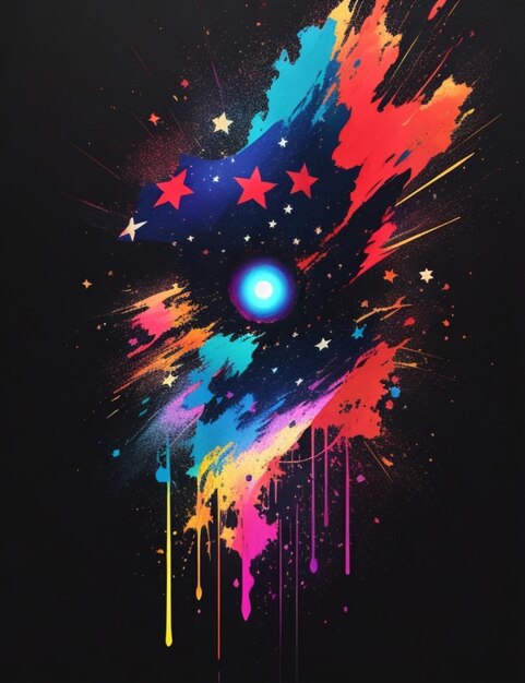 USA FLAG Galaxy TShirt Art TShirt Design Shirt Print Splash Art-Stil Porträtposter