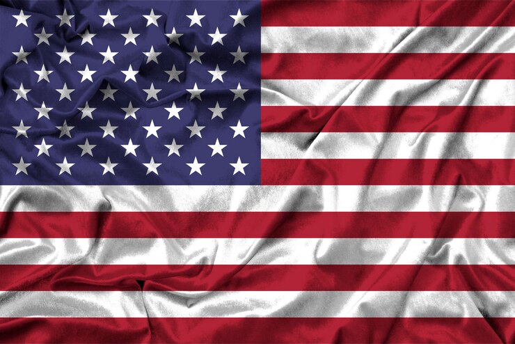 USA-Flagge auf Stoff Textur 3D-Arbeit und 3D-Bild
