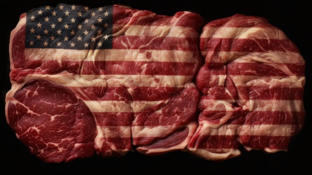 USA-Flagge aus Steaks Generative ai