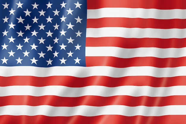 USA-Flagge, dreidimensional übertragen, Satinbeschaffenheit