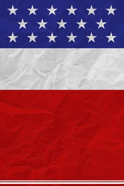 USA-Flagge mit zerknittertem Papierhintergrund