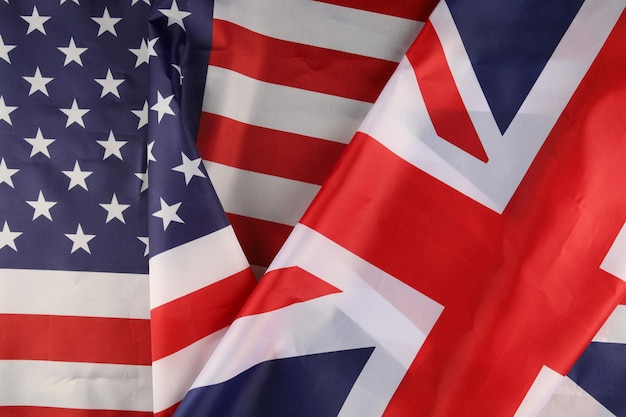 USA-Flagge und Großbritannien-Seide