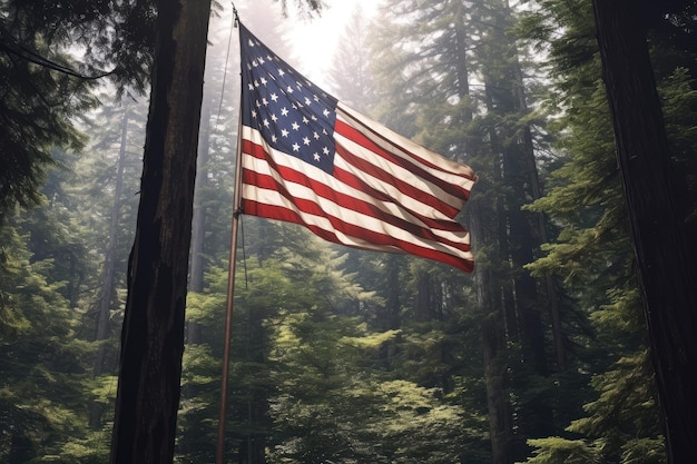 USA-Flagge weht in den Bergen USA Day