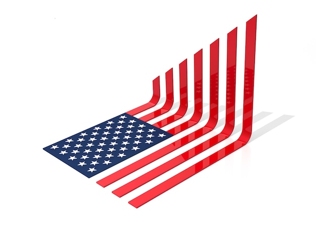 USA-Flaggen-Charts und wachsen. 3D-Illustration