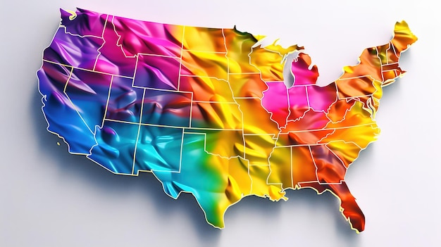 USA-Karte 3D-Kinematografische Generative Ai