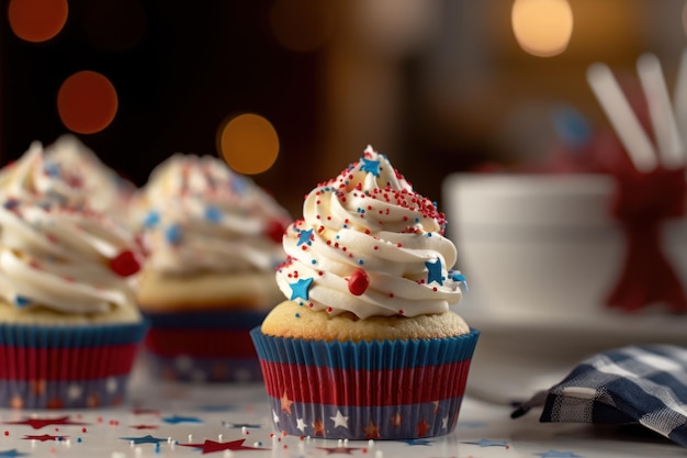 USA Unabhängigkeitstag Cupcakes KI generiert