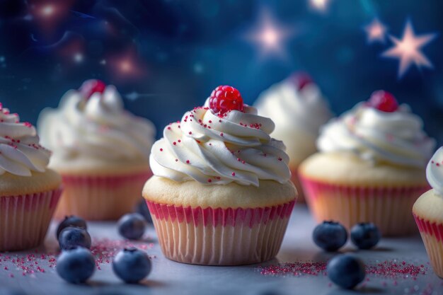 USA Unabhängigkeitstag Cupcakes KI generiert