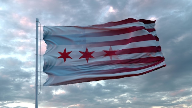 Foto usa und chicago mixed flag weht im wind