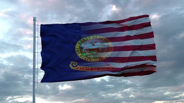 USA und Idaho Mixed Flag weht im Wind