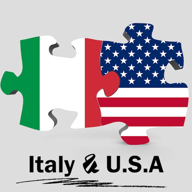 USA- und Italien-Flaggen im Puzzle