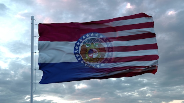 USA und Missouri Mixed Flag weht im Wind