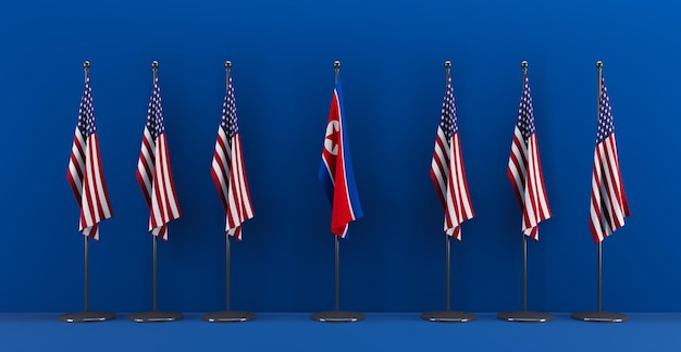 USA und Nordkorea Flagge USA und Flagge Nordkorea USA vs. Nordkorea-Gipfel