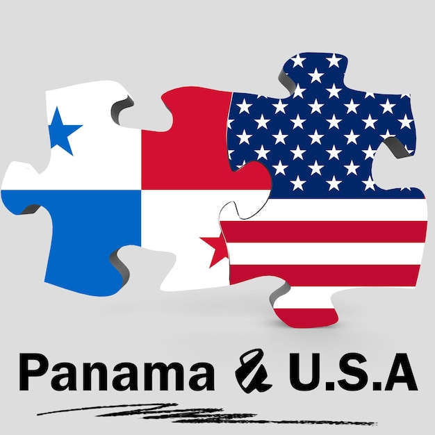 USA- und Panama-Flaggen im Puzzle