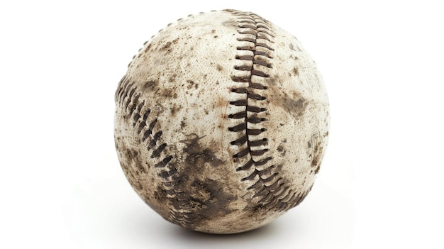 Usado Basebol Sujo em fundo branco Closeup de bola de objeto esportivo