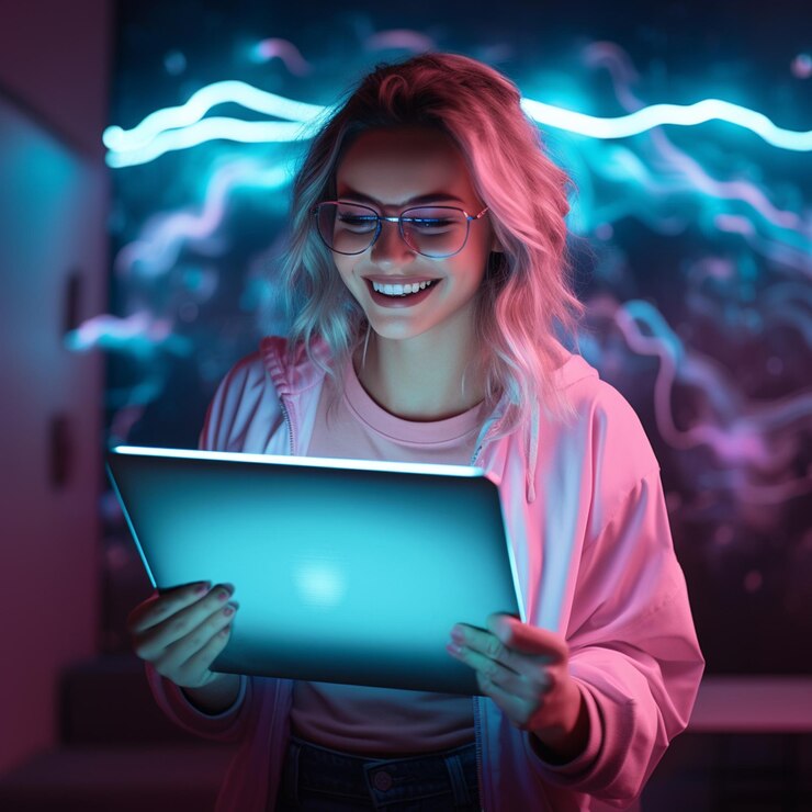 Foto usando a internet jovem