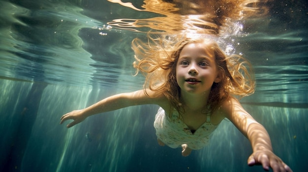 Usando IA generativa, se muestra a un joven bajo el agua