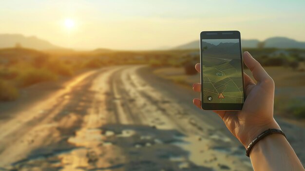 Foto usando realidade aumentada para navegar pelo deserto