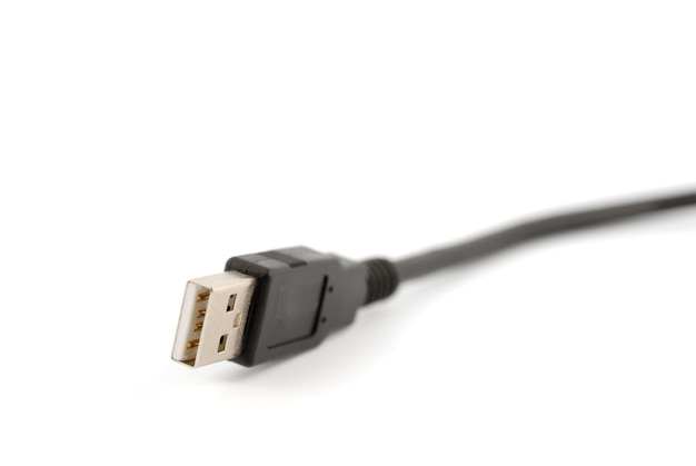 USB Universal Serial Bus-Anschlüsse Kabel isoliert auf weißem Hintergrund