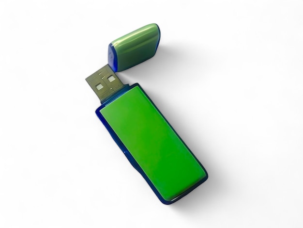 USB verde com fundo branco