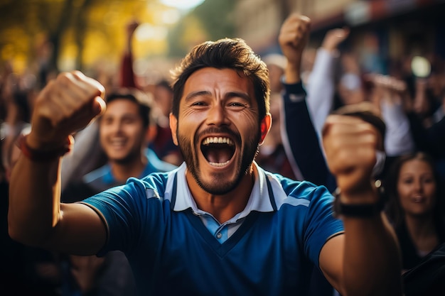 Usbekische Fußballfans feiern einen Sieg