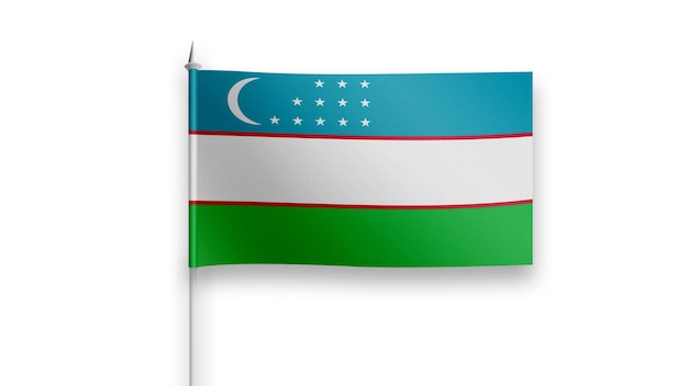 Usbekistan-Flagge auf weißem Hintergrund