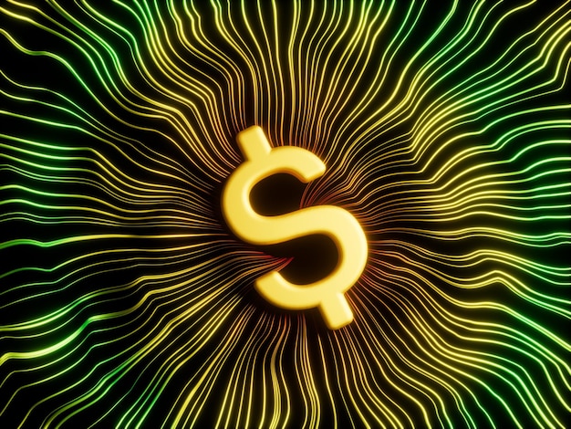 USD US-Dollars Crypto Converging Lines Abstraktes modernes 3D-Illustrationskonzept