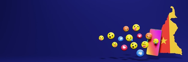 Use Emoticon en Camerún para las necesidades de la televisión en las redes sociales y el espacio en blanco de la cubierta del fondo del sitio web