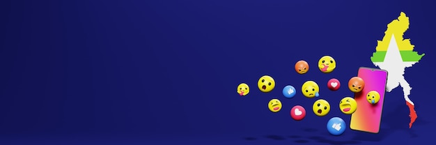 Use emoticon de mídia social em mianmar para as necessidades de tv de mídia social e plano de fundo do site