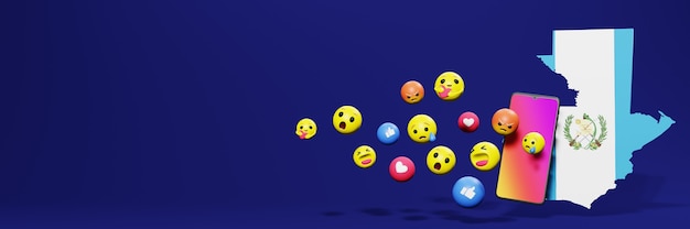 Use Emoticon en Guatemala para las necesidades de la televisión en las redes sociales y el espacio en blanco de la cubierta del fondo del sitio web