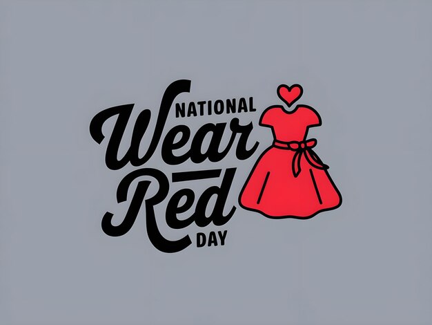Use el letrero nacional del Día Rojo con el vestido rojo y el diseño del corazón