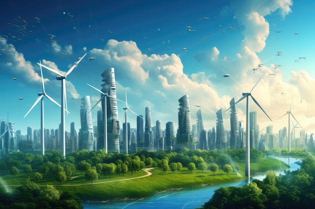 Usina ecológica futurista do futuro