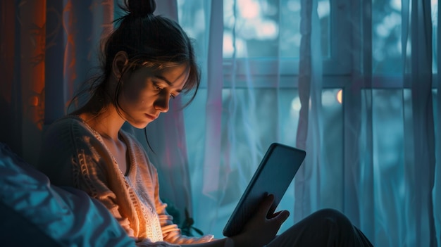 Uso casual de la tecnología en medio de la vegetación tiempo de ocio interior sereno