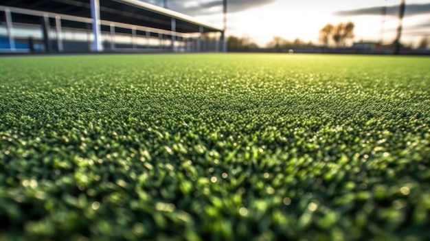 Foto uso de césped verde artificial en el campo de fútbol