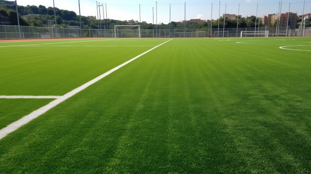 uso de césped verde artificial en el campo de fútbol