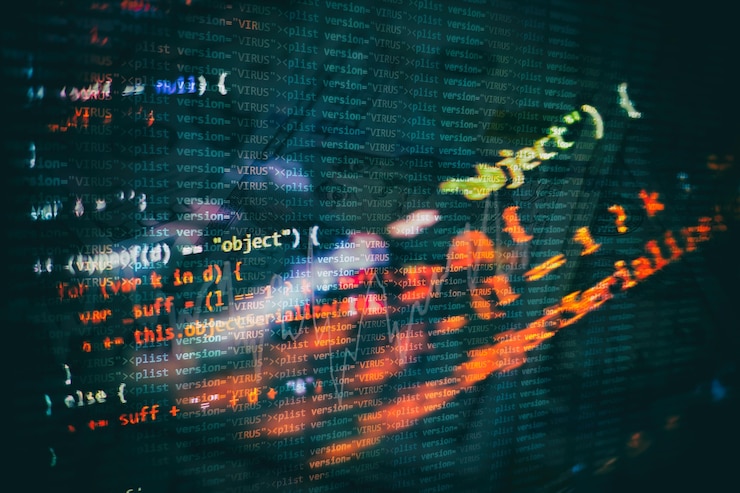 Foto uso de css, javascript y html. supervisar el primer plano del código fuente de la función. fondo abstracto de tecnología de ti. código fuente del software.