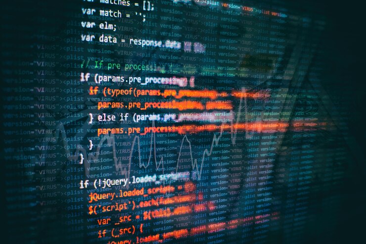 Foto uso de css, javascript y html. supervisar el primer plano del código fuente de la función. fondo abstracto de tecnología de ti. código fuente del software.