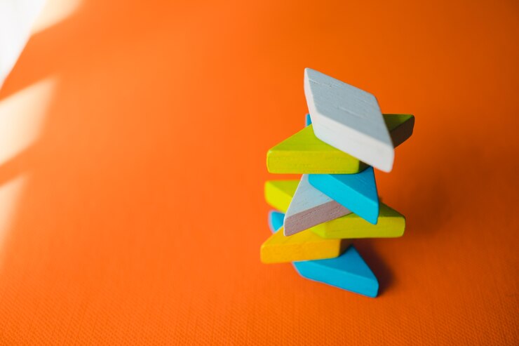 Foto uso de quebra-cabeça tangram para educação e conceito criativo