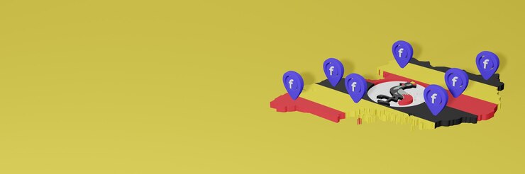 Foto uso y distribución de las redes sociales facebook en uganda para infografías en renderizado 3d
