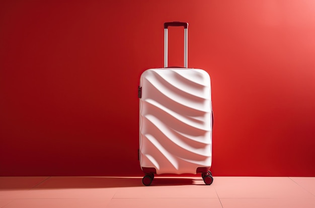 Uso de equipaje o bolsa de equipaje de color blanco para viajes de transporte